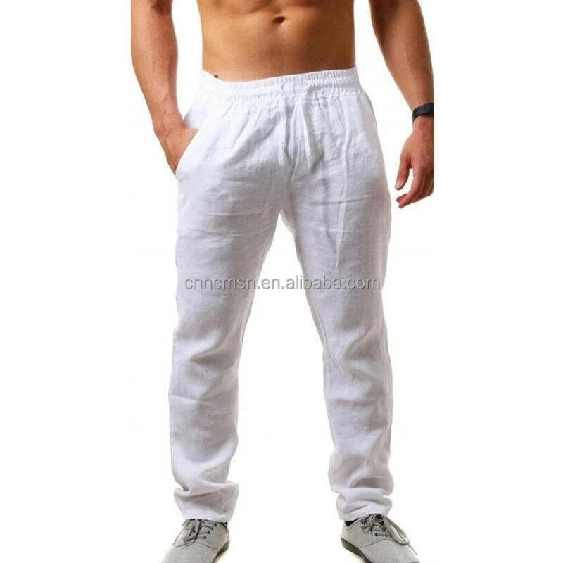 Linenn Clothing Customized Man Casual Lightweight Linen Trousers Elastic Waist Straight Leg Men Pants